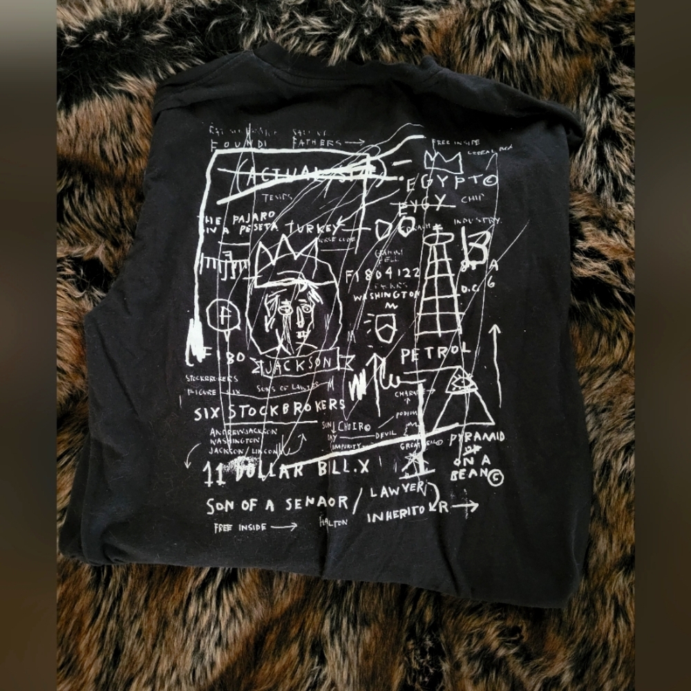 Black Graphic T-Shirt with White Abstract Design
